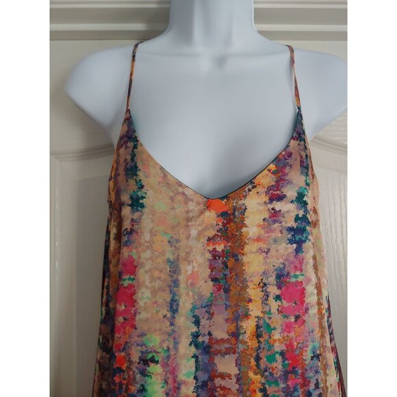 Nicole Miller Water Color Artsy Elegant Silky Sleeveless Maxi XS Whimsy - Picture 3 of 15